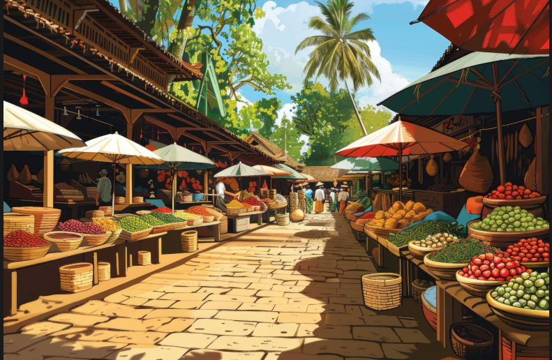 Fruit Market Place, Paint 